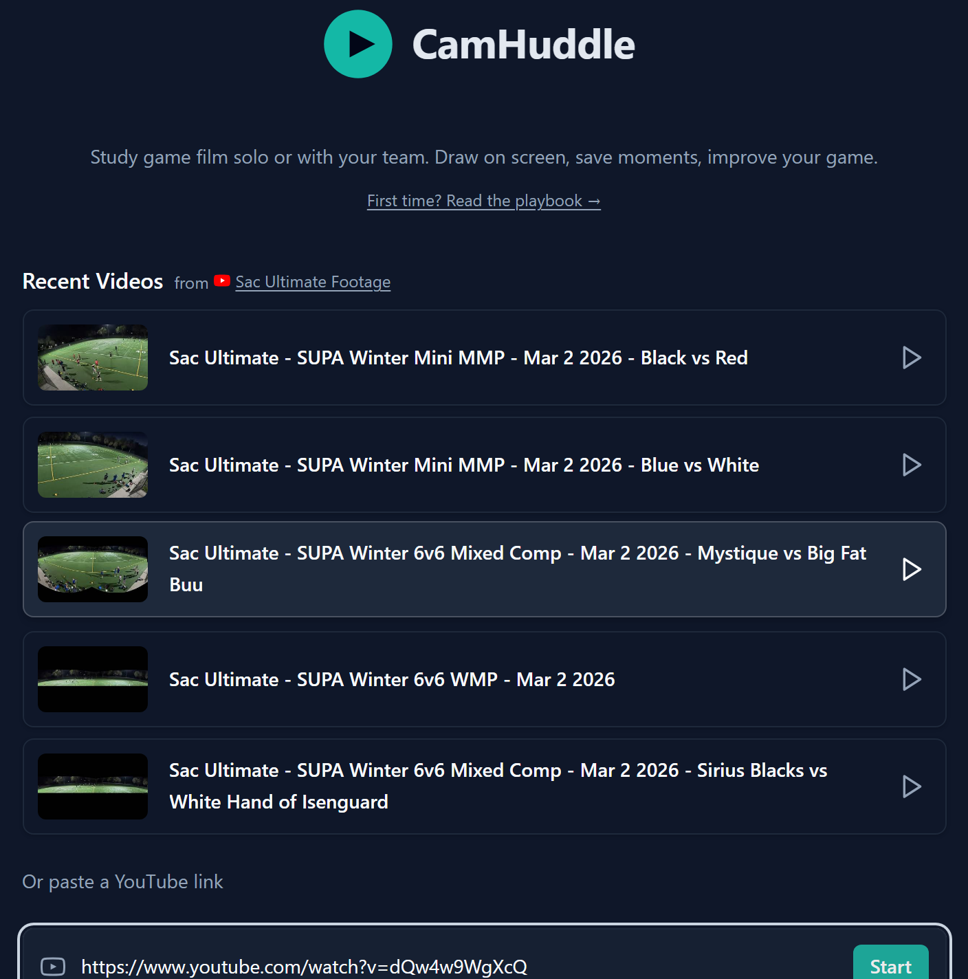 Lobby with YouTube URL input